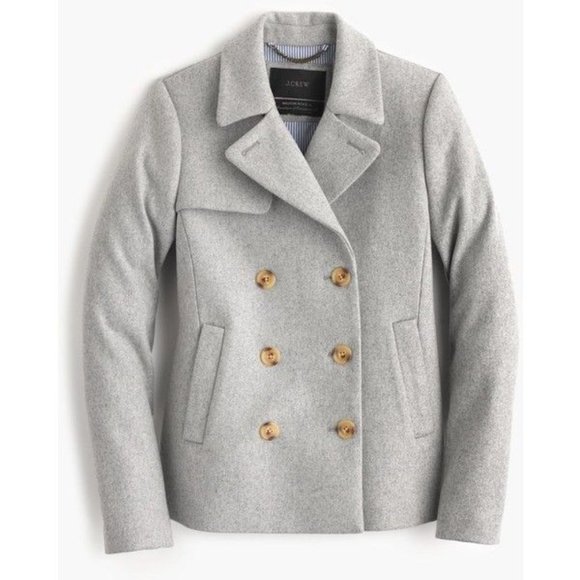 NWT- 2P -J. Crew Wool Melton Short Peacoat - $298